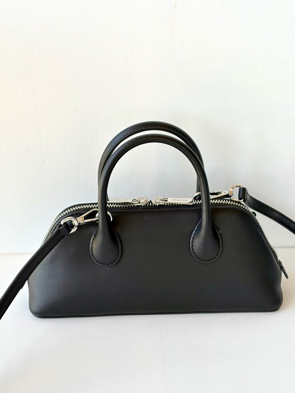 Michael Kors Black Small Floral Satchel Crossbody Black - Picture 9 of 13